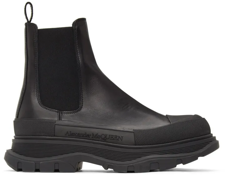 Alexander McQueen Black Tread Slick Chelsea Boots