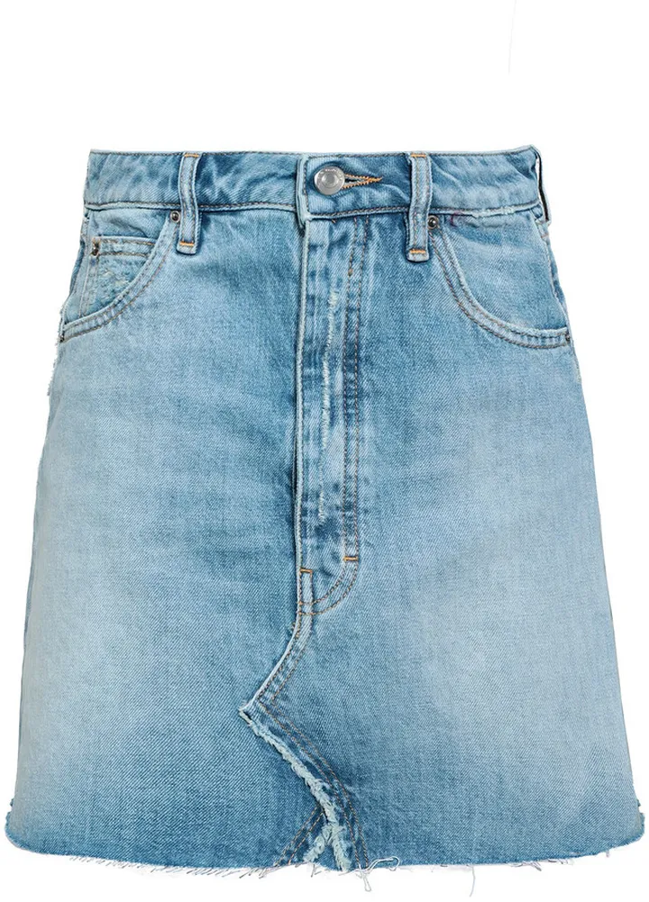 Saiaun frayed denim mini skirt