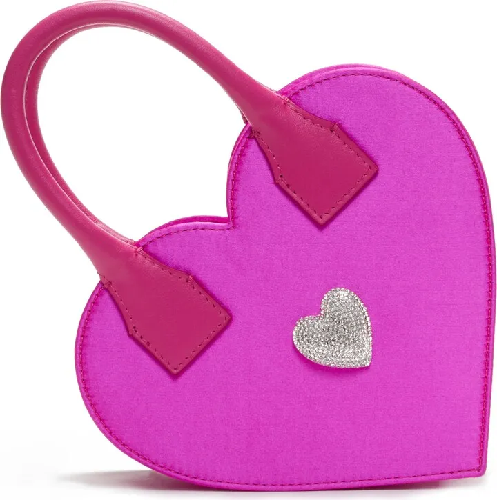 Crystal Heart Satin Handbag