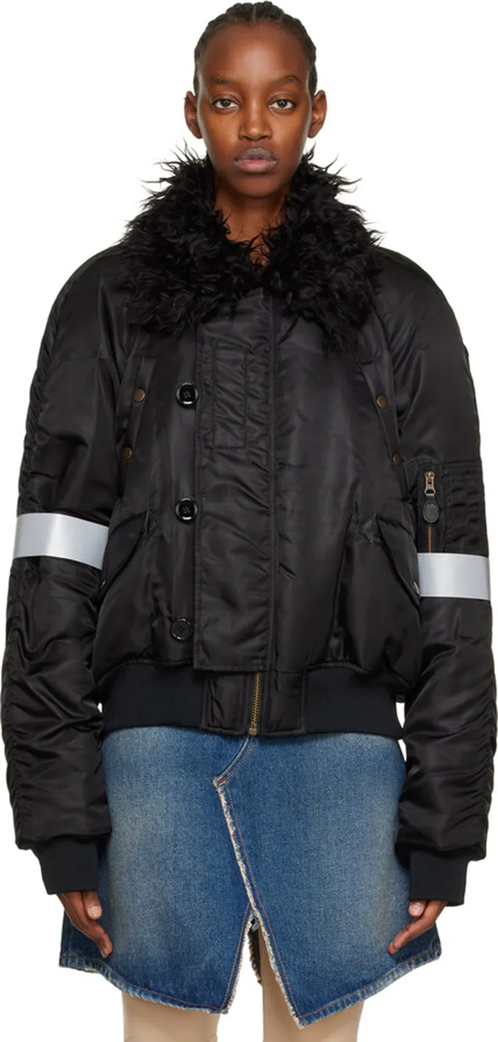 MM6 Maison Margiela Black Insulated Bomber Jacket
