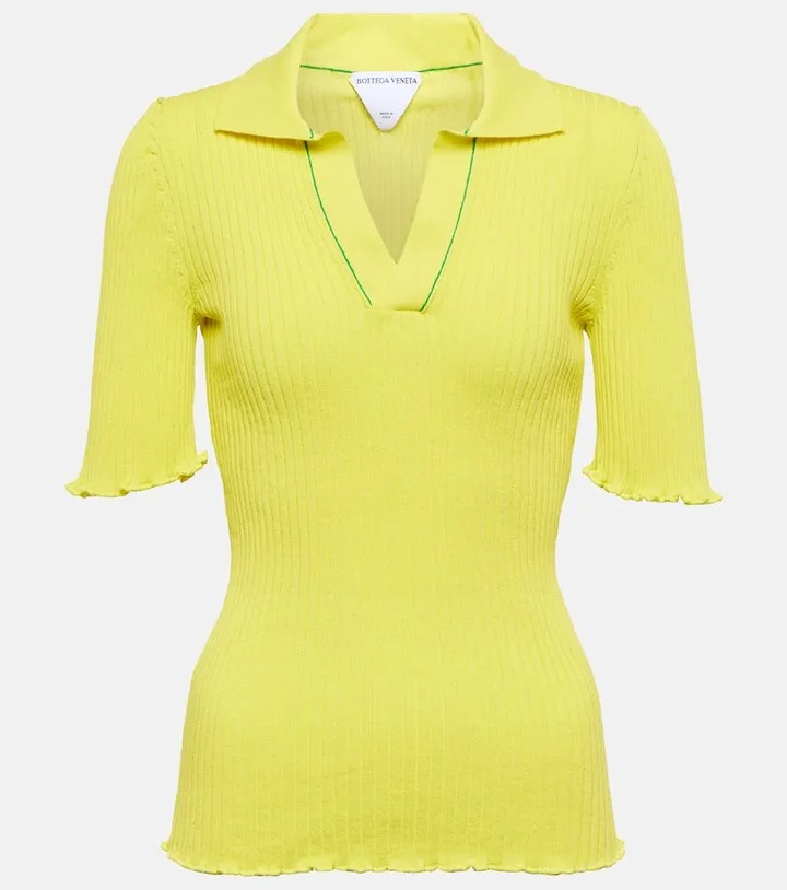 RIbbed-knit polo shirt