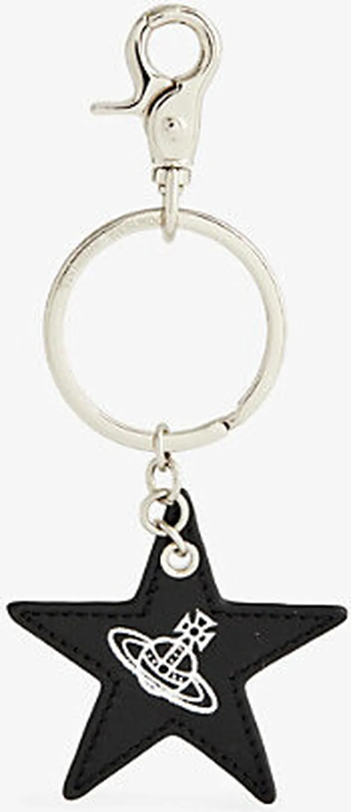 Black Women's Black Leather Orb Print Star Keyring