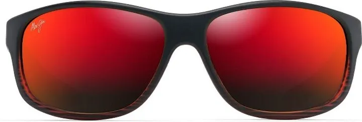 Maui Jim Kaiwi Channel Wrap Sunglasses - Red lenses with Black frame