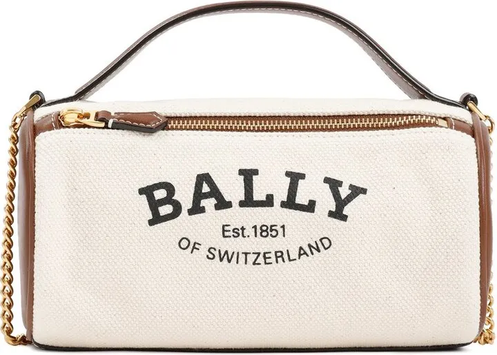 Bally Logo Printed Zipped Tote Bag