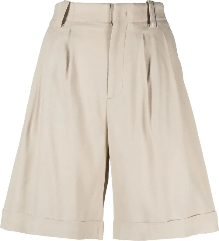 High-Waist Pleated Shorts