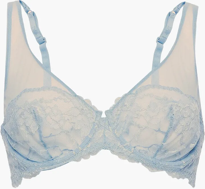 Tulle-trimmed stretch-lace triangle bra