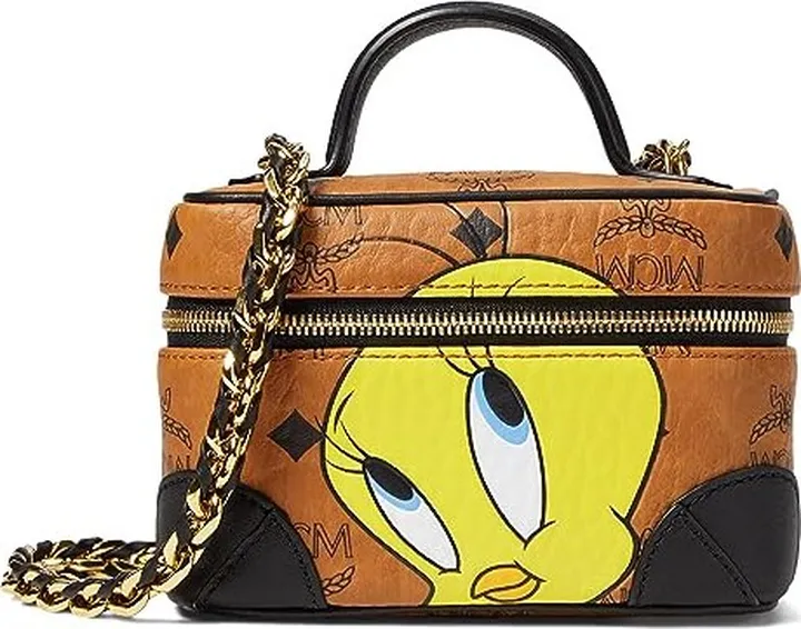 MCM Aren Visetos Crossbody Extra Mini (Cognac) Cross Body Handbags