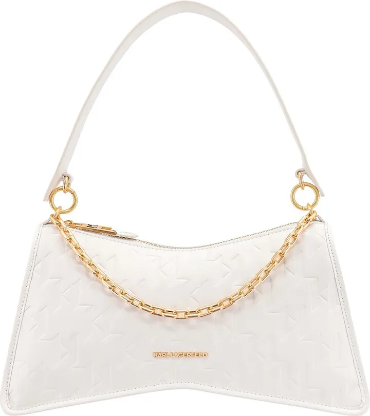 Recycled material shoulder bag with embossed logo print