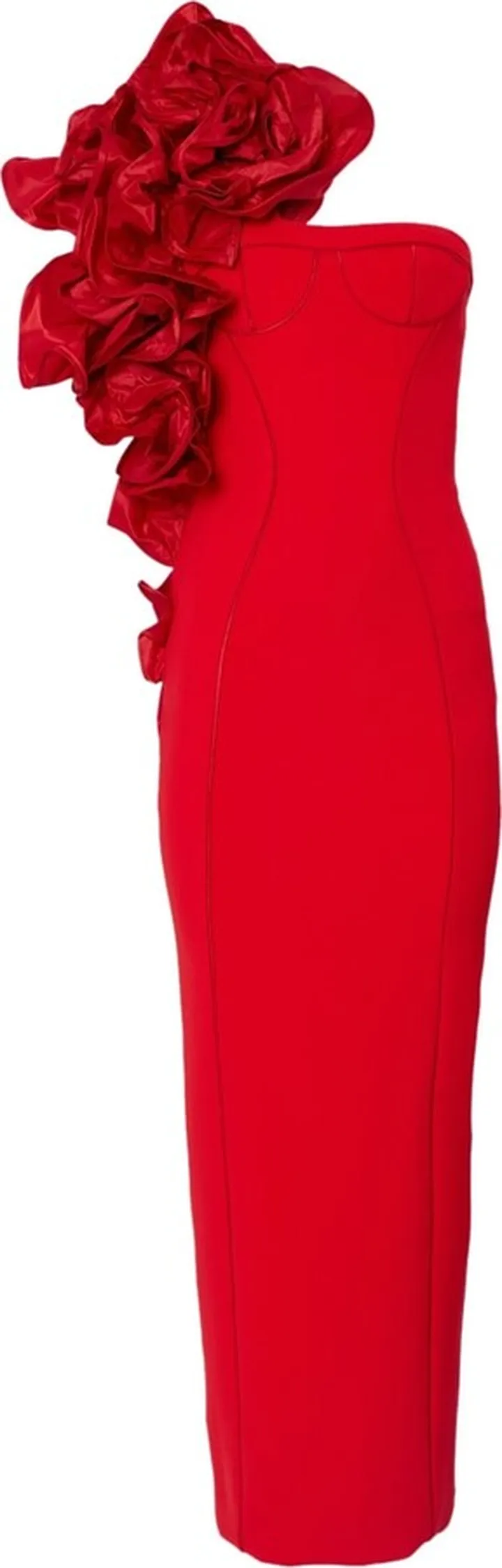 Ruffled-Detail Strapless Dress