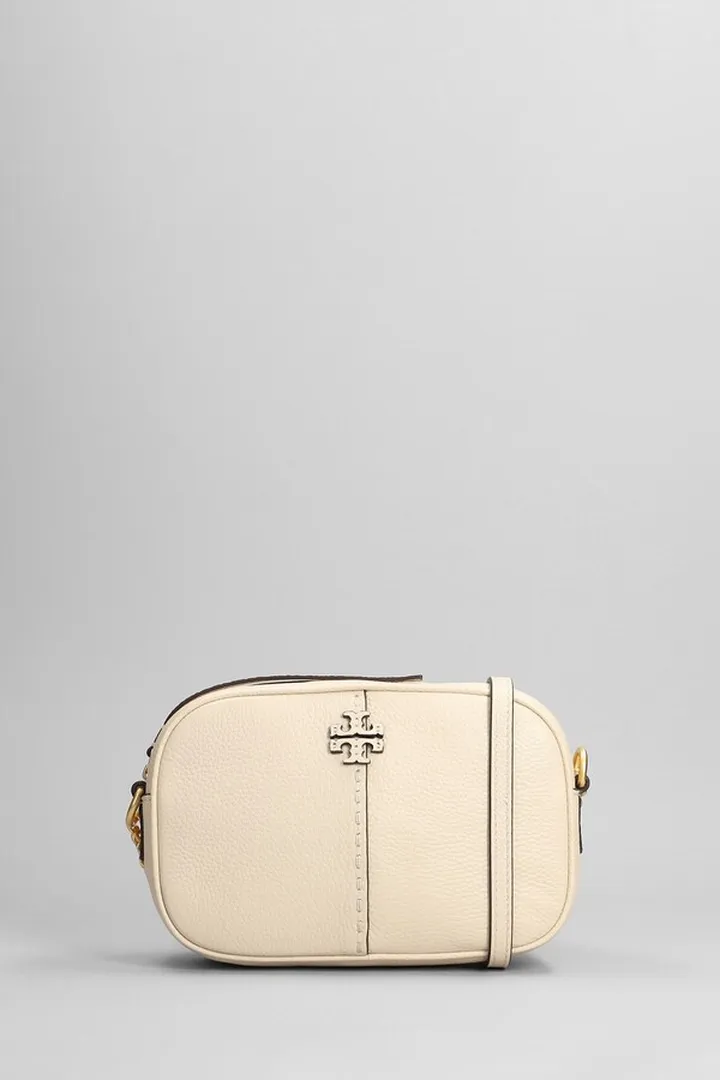 Shoulder Bag In Beige Leather
