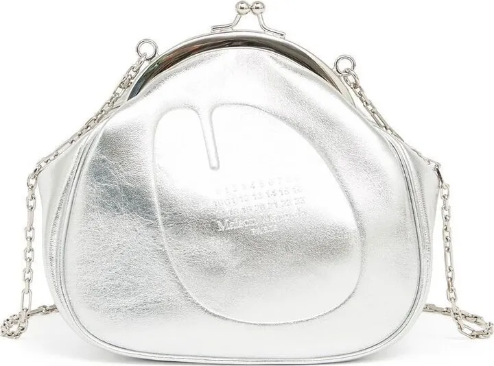 Numbers-Motif Metallic-Leather Bag