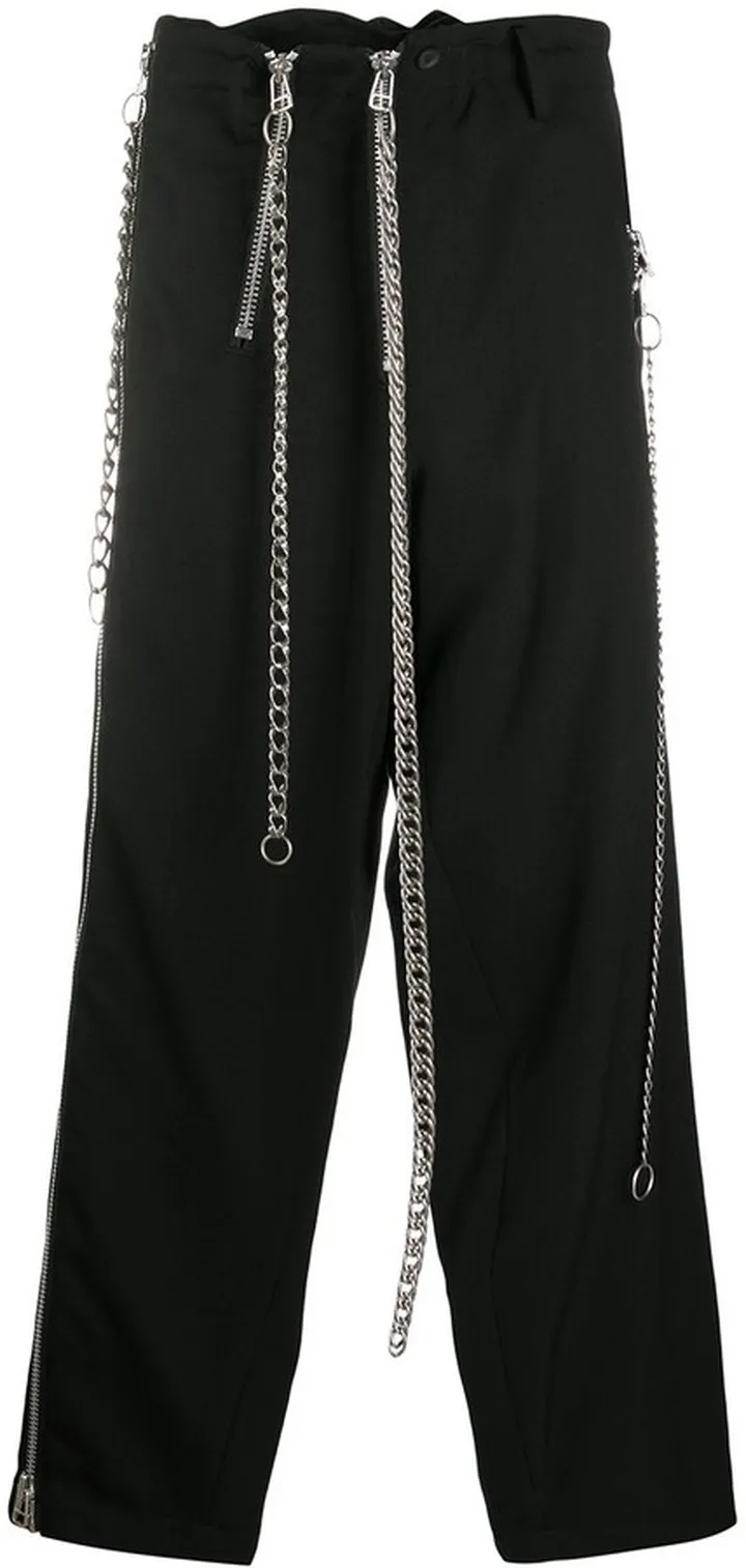 Chain-Detail Straight Leg Trousers