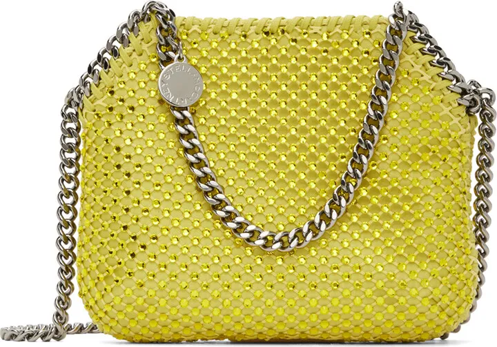 Stella McCartney Yellow Mini Falabella Crystal Mesh Bag