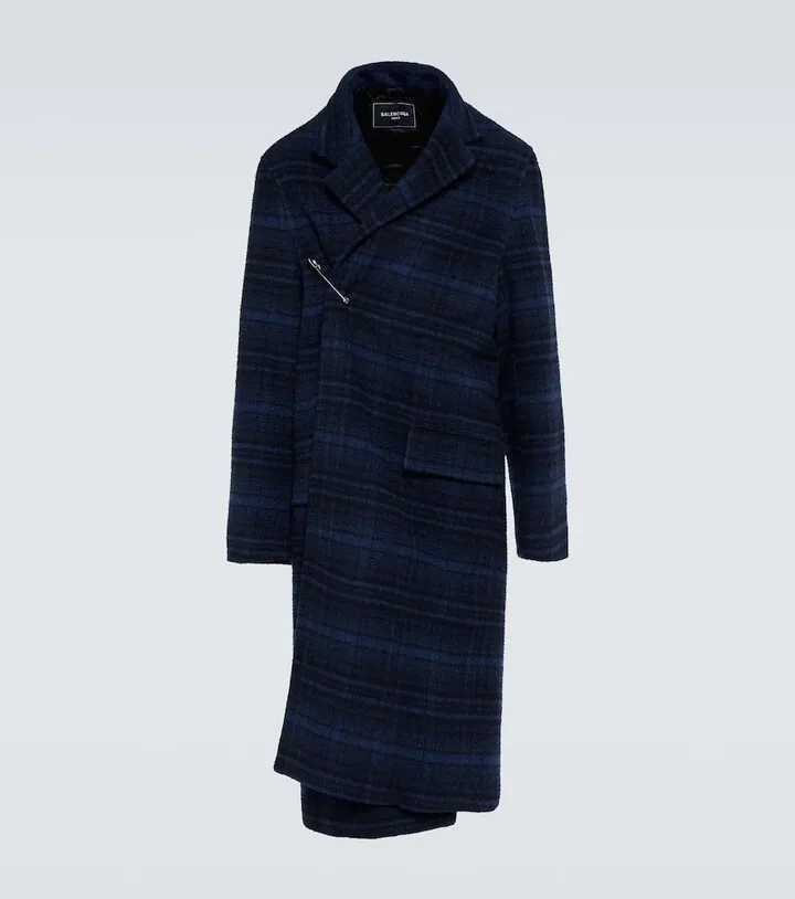 Checked wool coat
