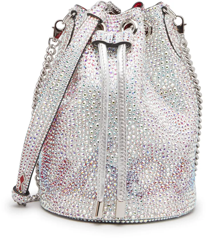 Marie Jane Crystal-Beaded Suede Bucket Bag