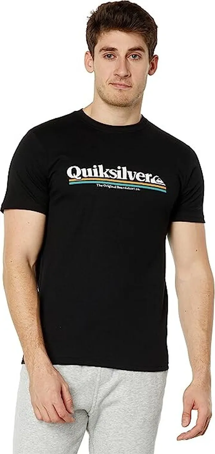 Quiksilver Between The Lines Short Sleeve Tee (Black) Men's Clothing