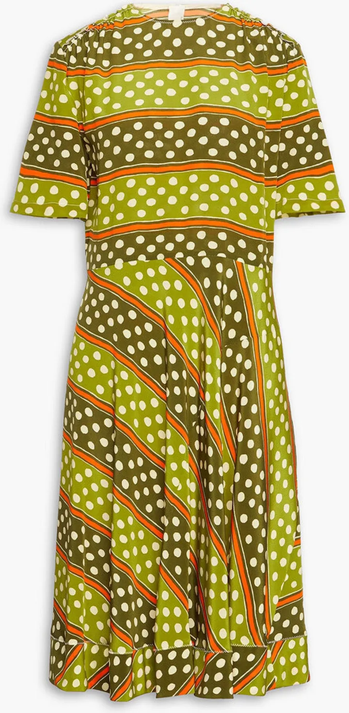 Printed silk crepe de chine midi dress