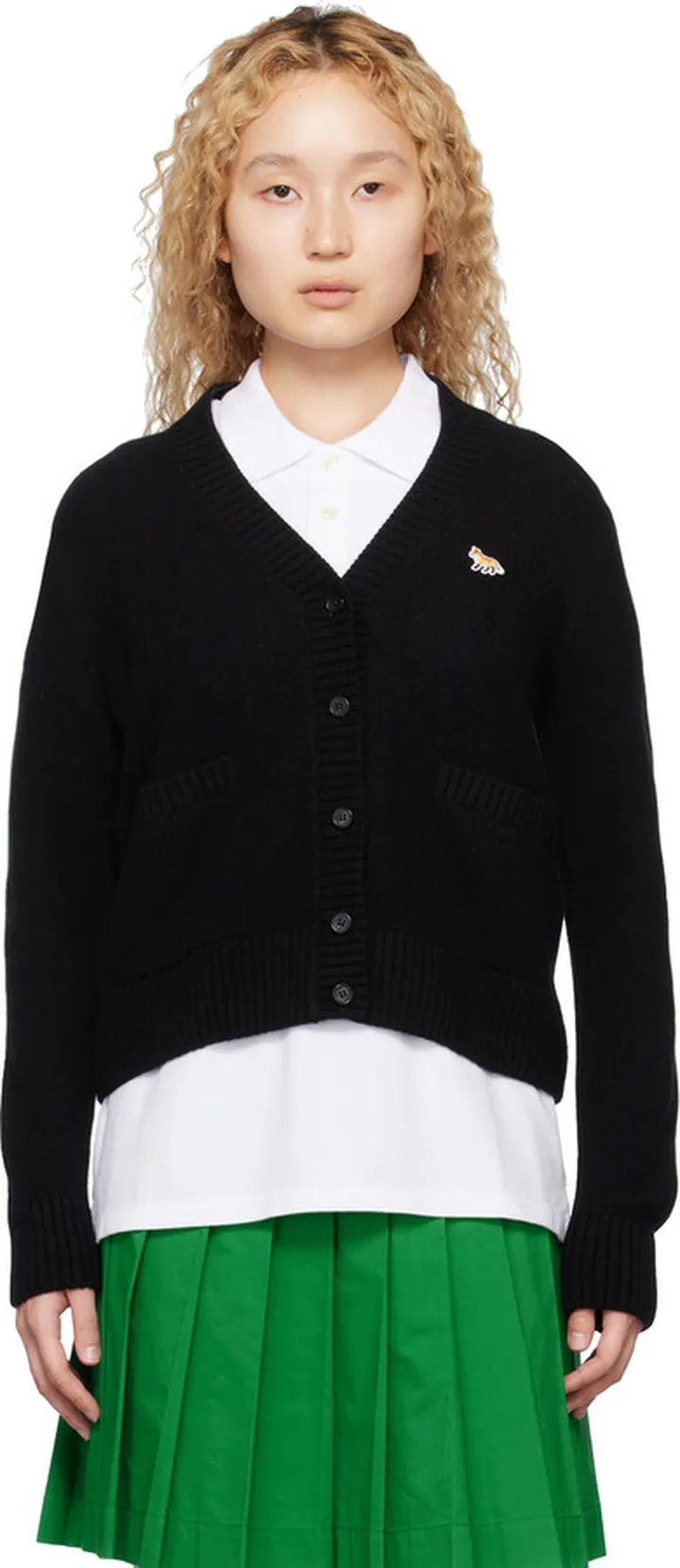 Maison Kitsuné Black Baby Fox Cardigan