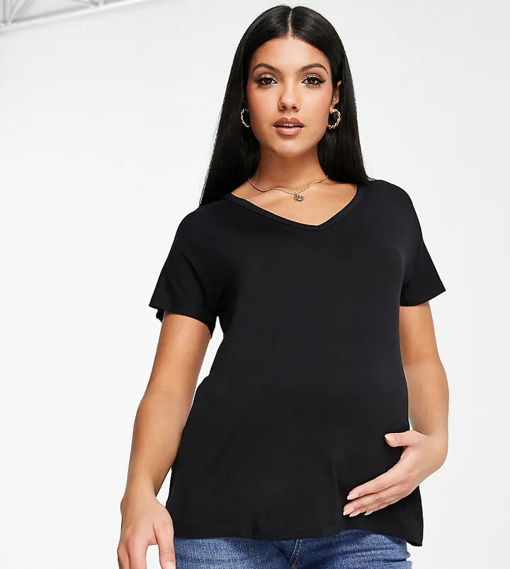 Cotton:On Maternity Karly v-neck t-shirt in black