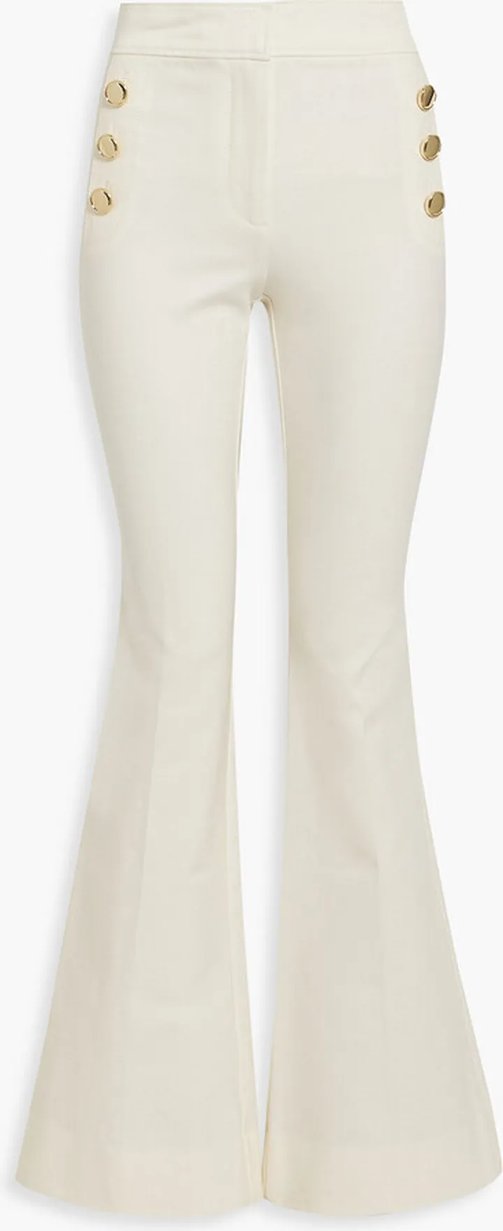 Cotton-blend twill flared pants
