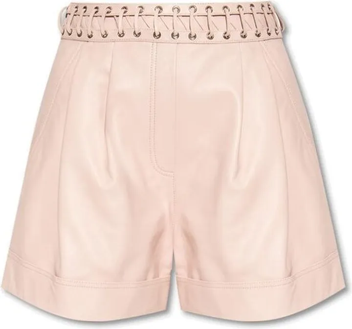 Balmain High Waisted Laced Leather Shorts