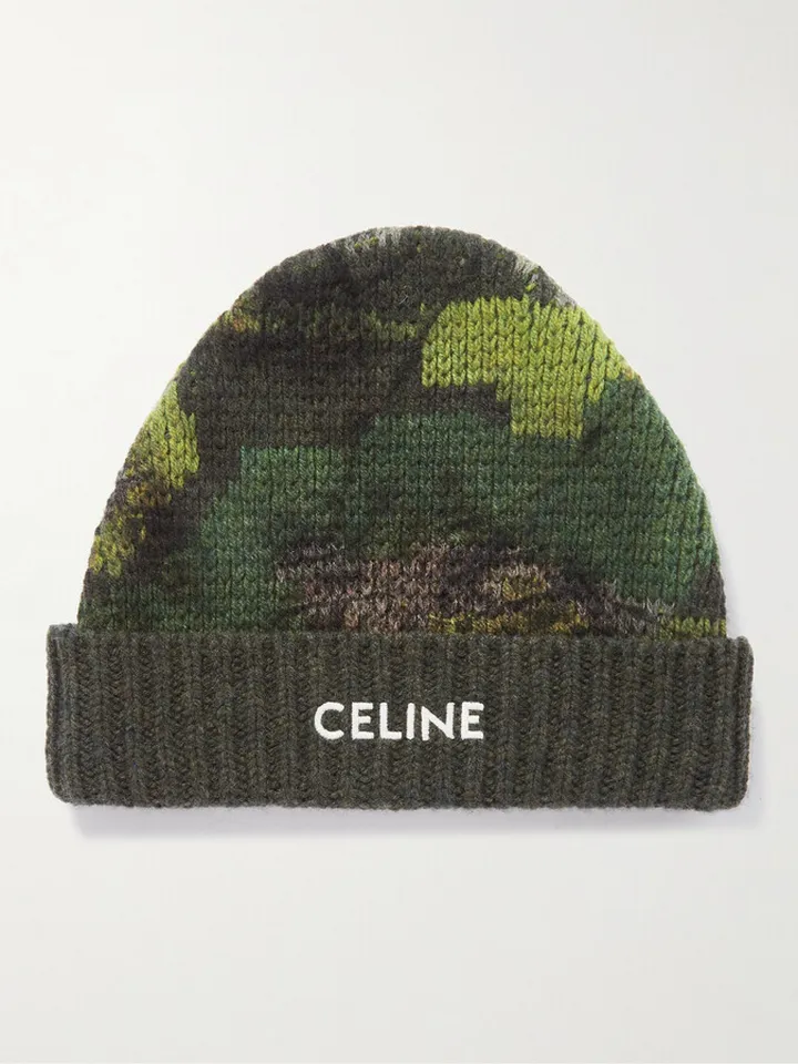 Logo-Embroidered Camouflage-Jacquard Wool Beanie