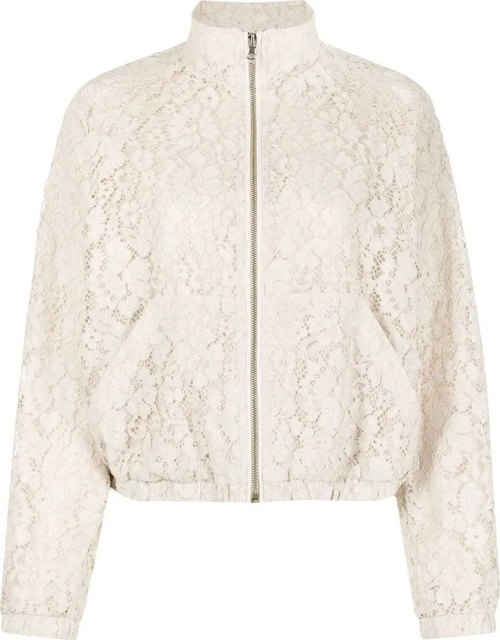 Floral-Lace Bomber Jacket