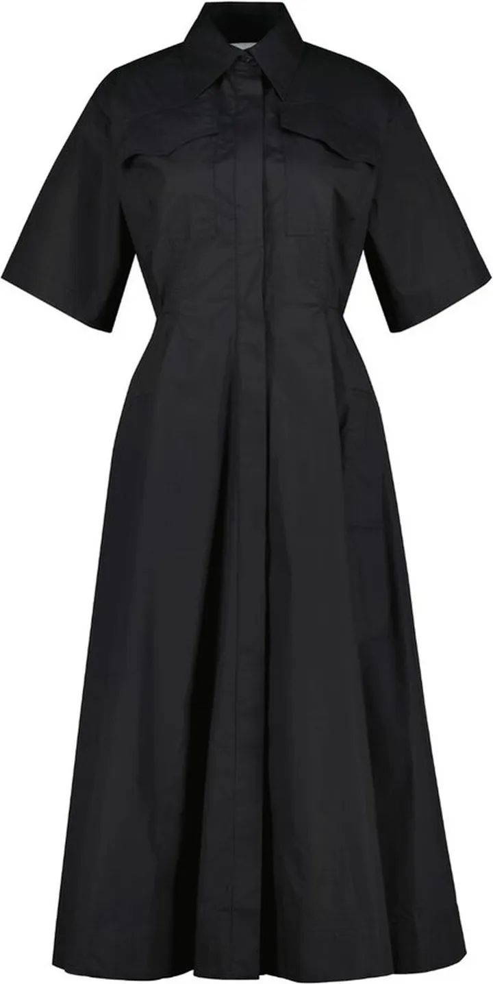 MSGM Short-Sleeved Pleated Midi Shirt Dress