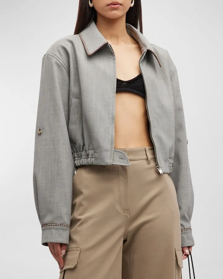Boyfriend Stitch-Point Cropped Jacket