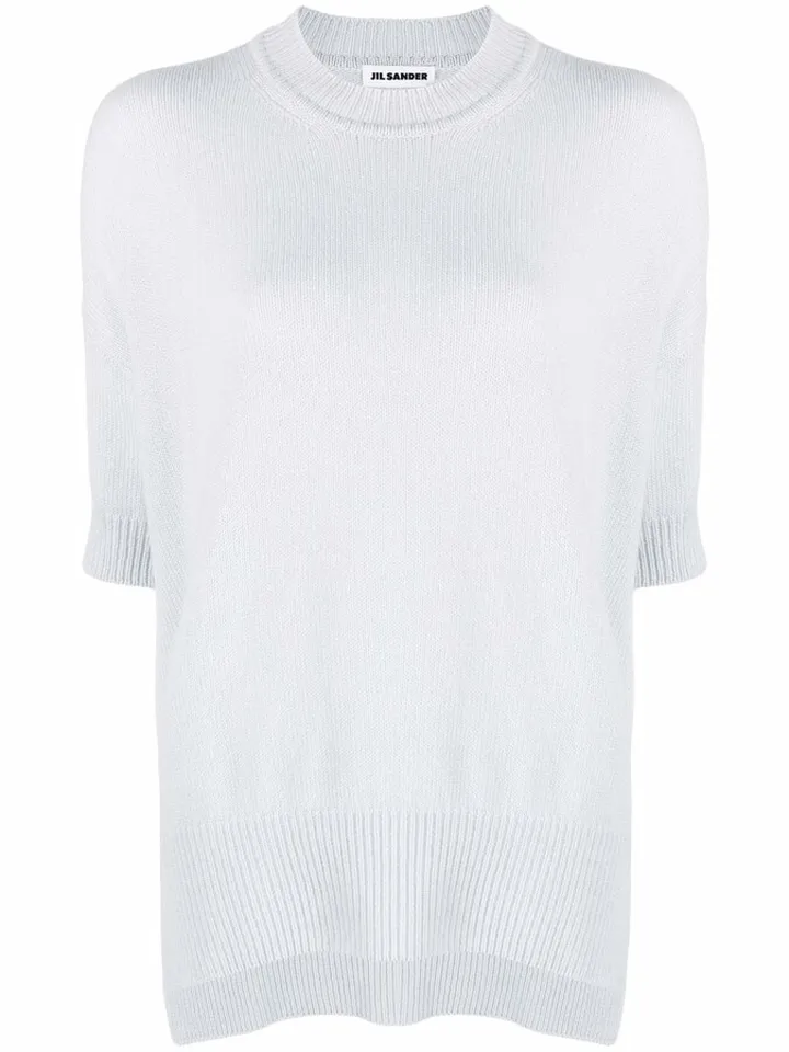 Short-Sleeve Crew-Neck Knitted Top