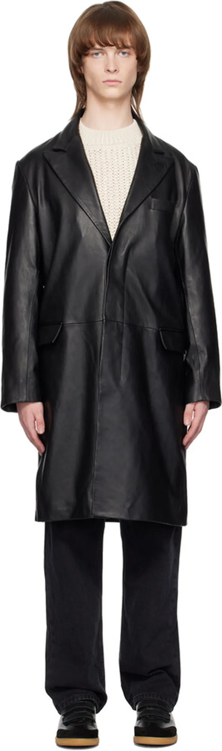 Sunflower Black Peaked Leather Jacket