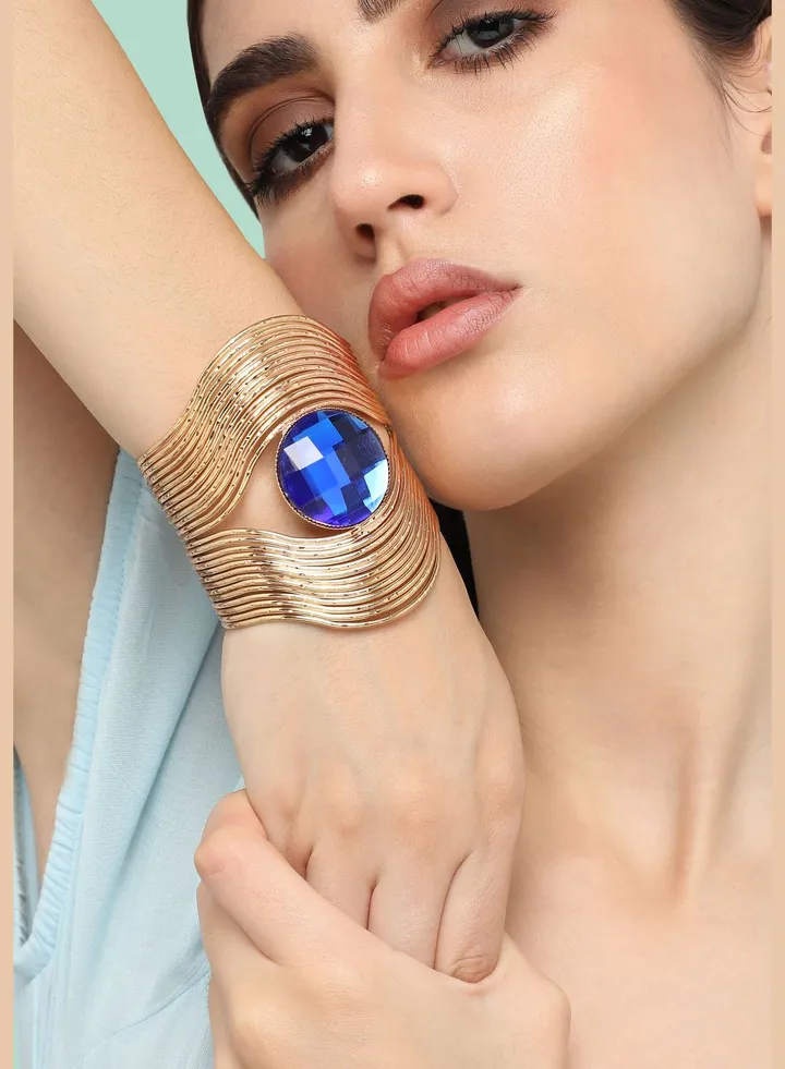 Gold Plated Designer Stone Party Bracelet For Women