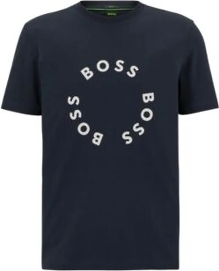 Stretch-cotton T-shirt with circle logo prints
