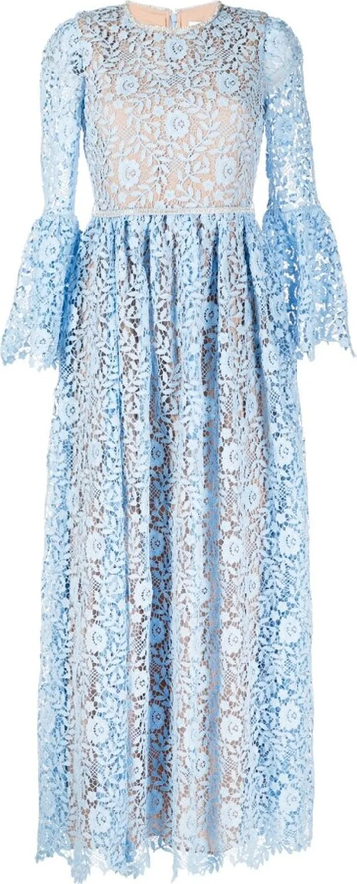 Lace-Embroidered Round-Neck Dress