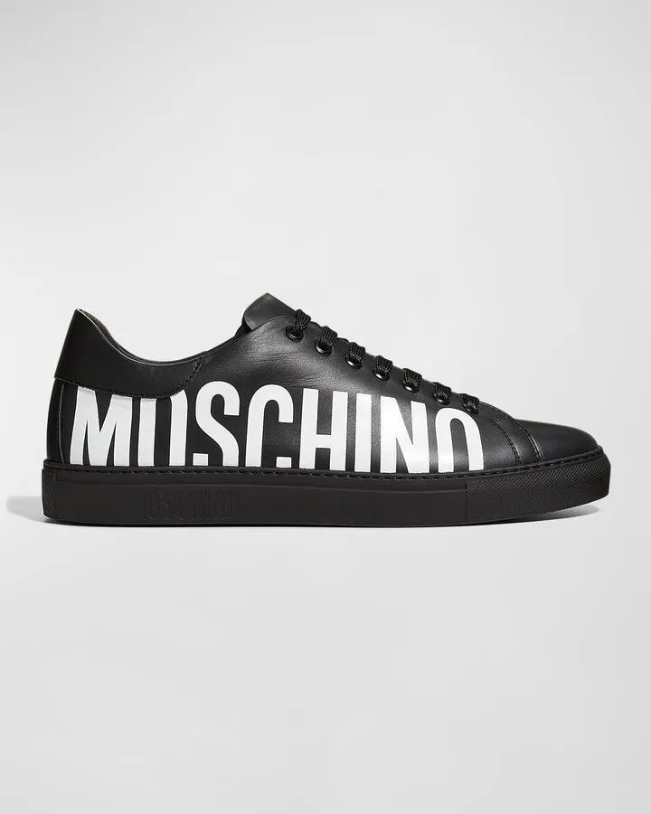 Men's Logo Leather Low-Top Sneakers