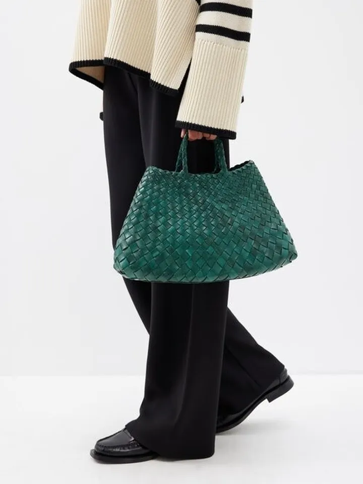 Santa Croce Small Woven-leather Tote Bag