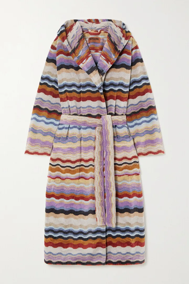 Missoni Home - Bonnie Hooded Belted Striped Cotton-terry Robe - Cream