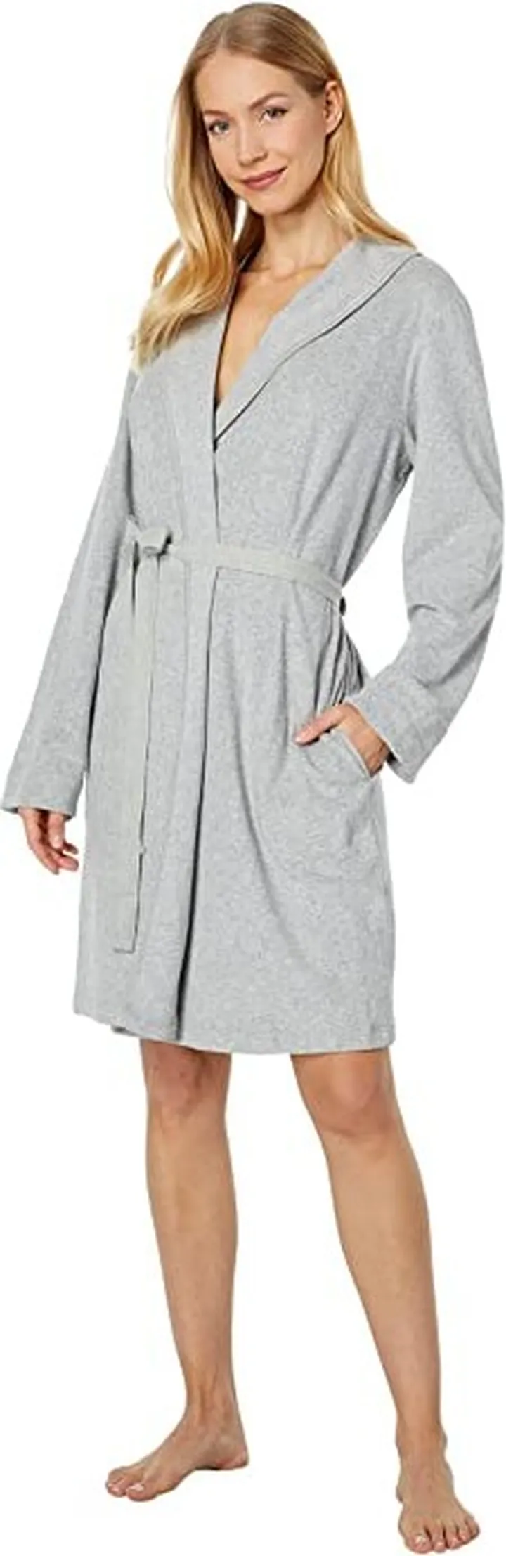 Skin Organic Cotton French Terry Robe with Belt (Heather Grey) Women's Pajama