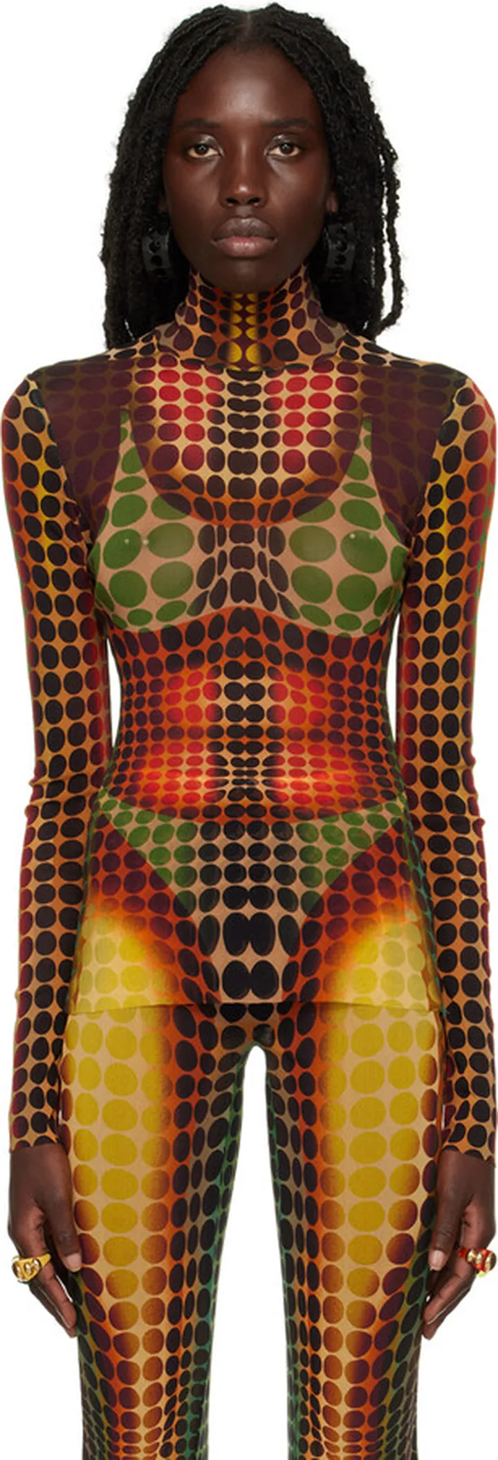 Jean Paul Gaultier Brown Dots Turtleneck