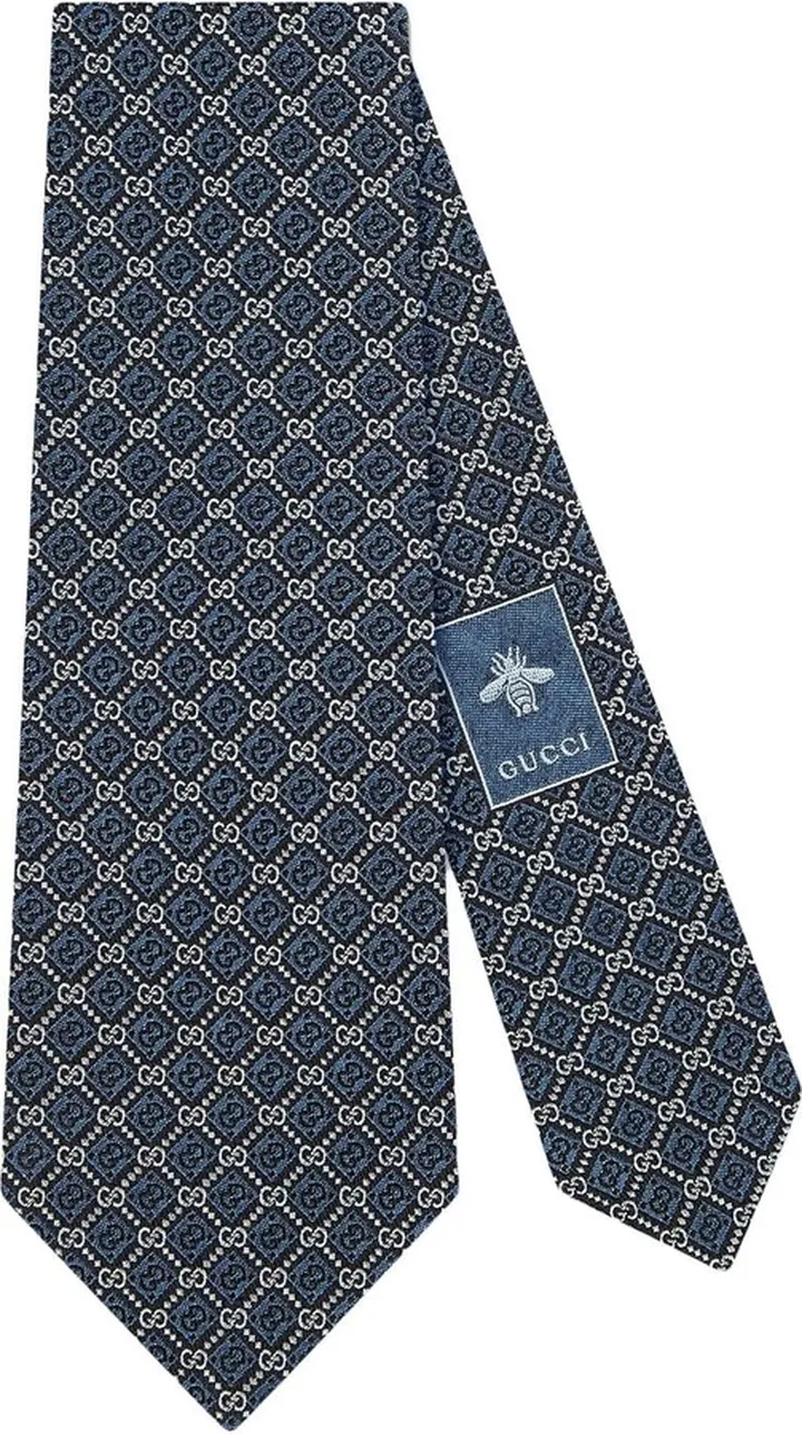 GG and rhombus motif silk tie