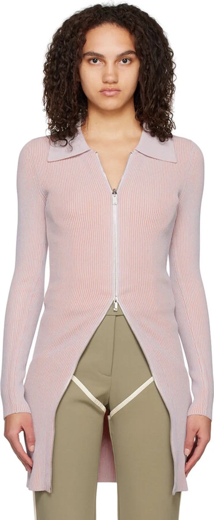 Paris Georgia Gray & Pink Zip-Up Polo