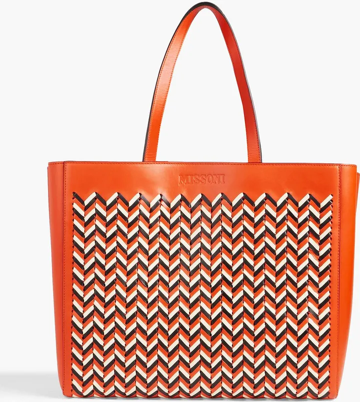 Woven leather tote