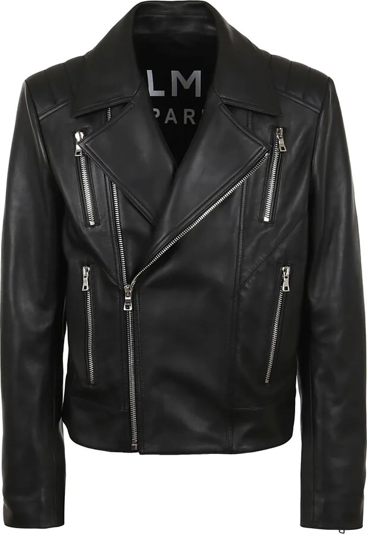Zipped Lambskin Leather Biker Jacket