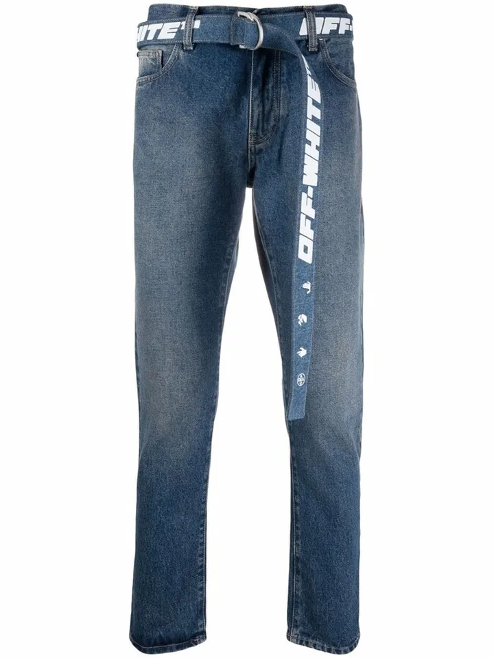 Tapered Belted Jeans