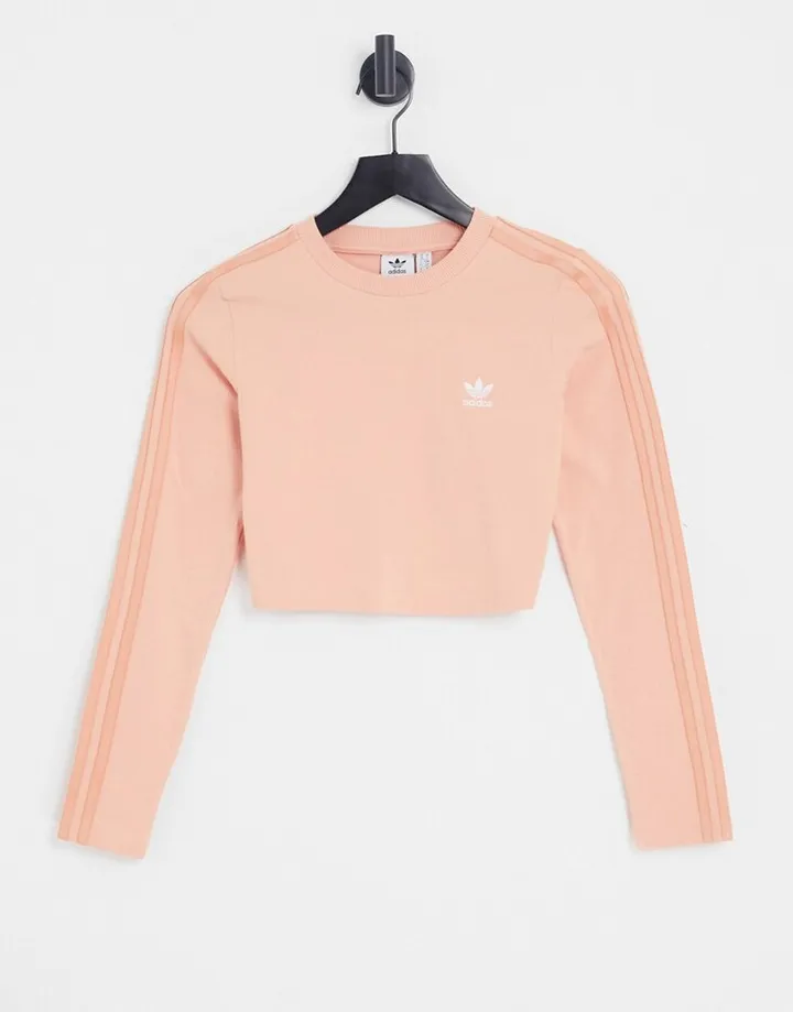 adidas Originals Relaxed Risque long sleeve crop top in blush