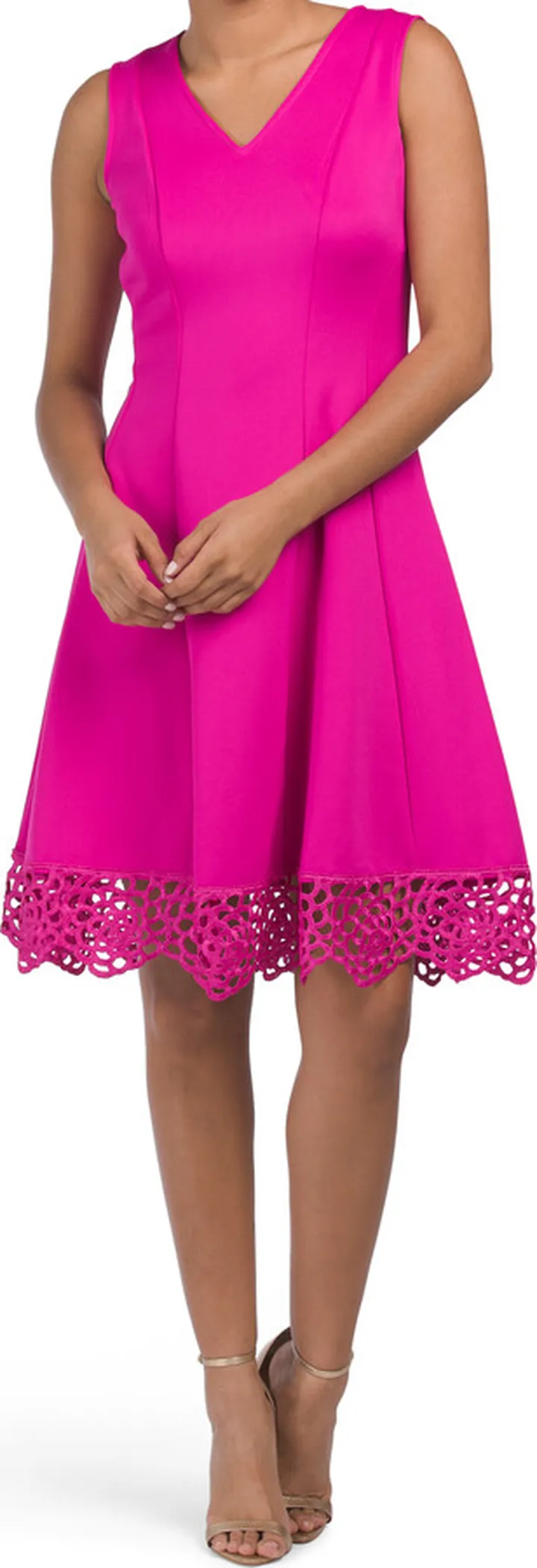 Sleeveless Lace Hem Dress