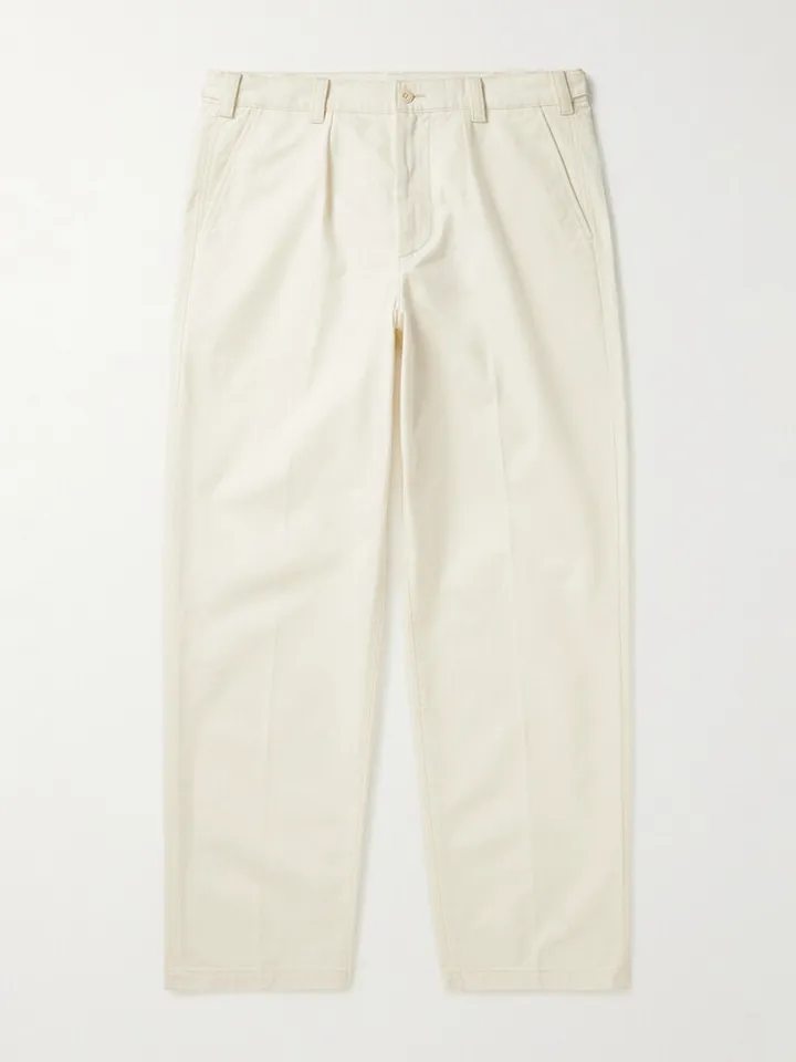 Eurythmics Straight-Leg Pleated Cotton-Twill Trousers