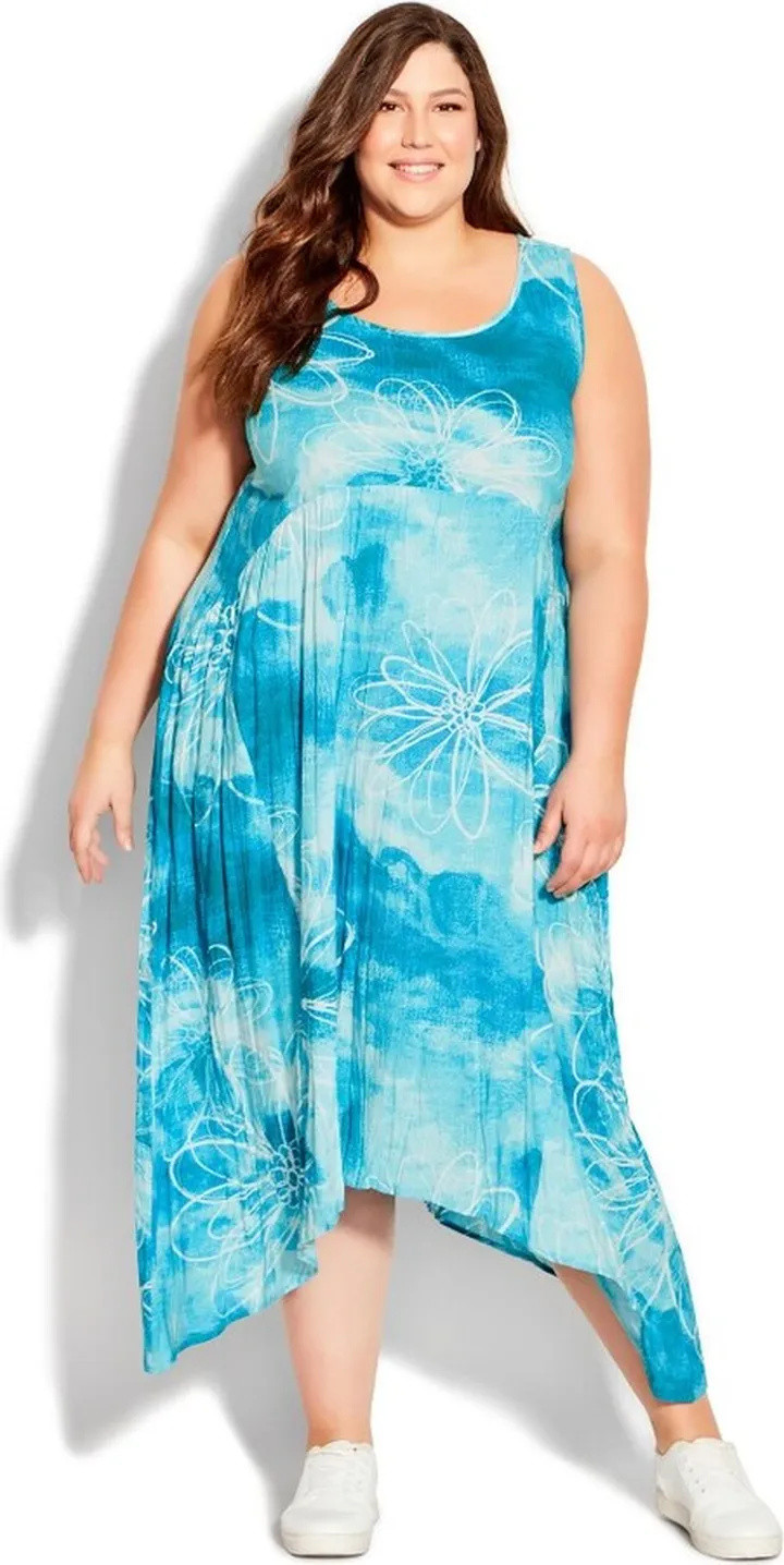 AVENUE | Women's Plus Size Kylee Crush Dress - turquoise - 14W