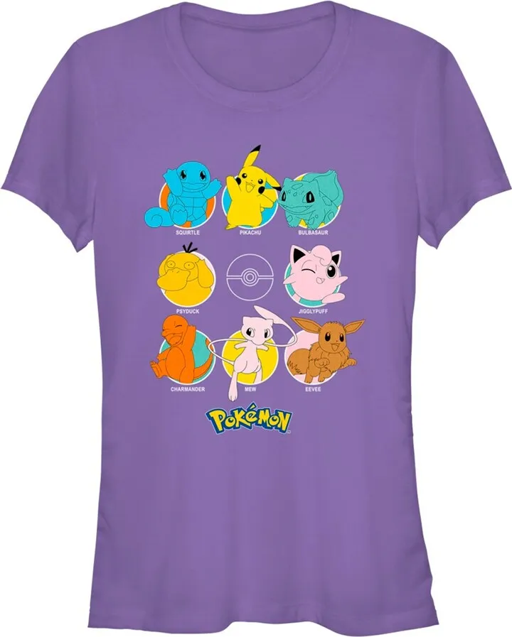 Junior's Pokemon Character Circles T-Shirt - Purple - X Large