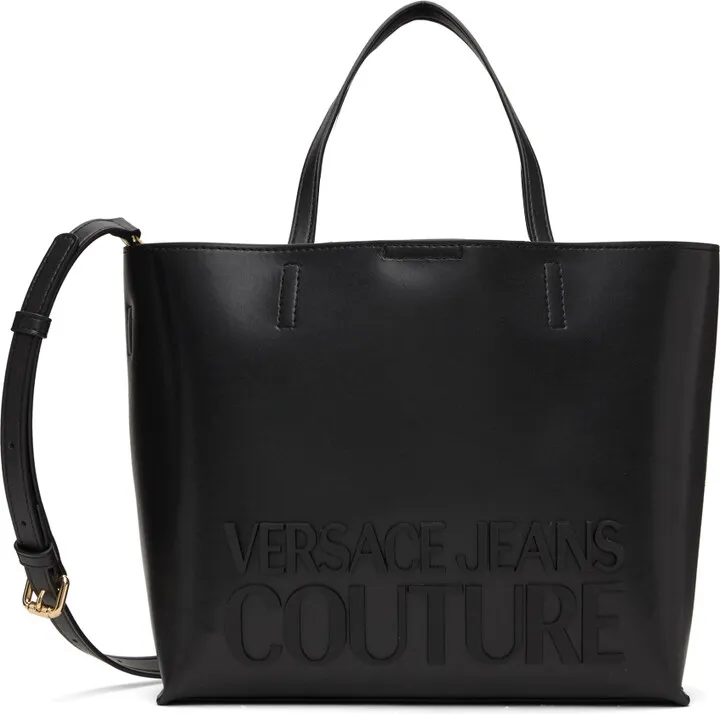 Versace Jeans Couture Black Institutional Logo Tote